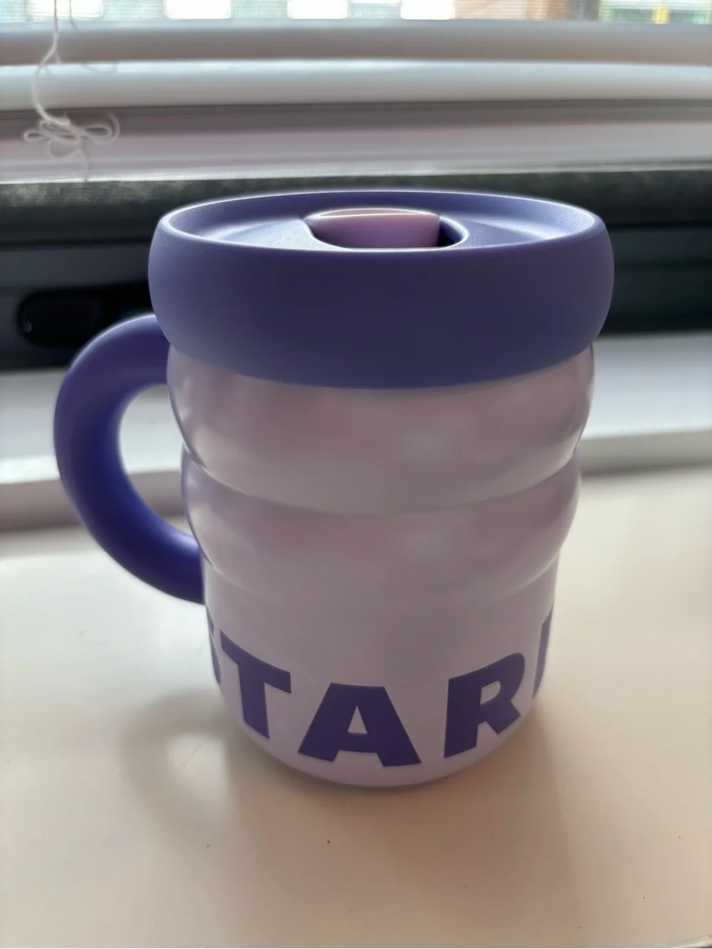 SET of 2 PINK and PURPLE Starbucks rippled mugs